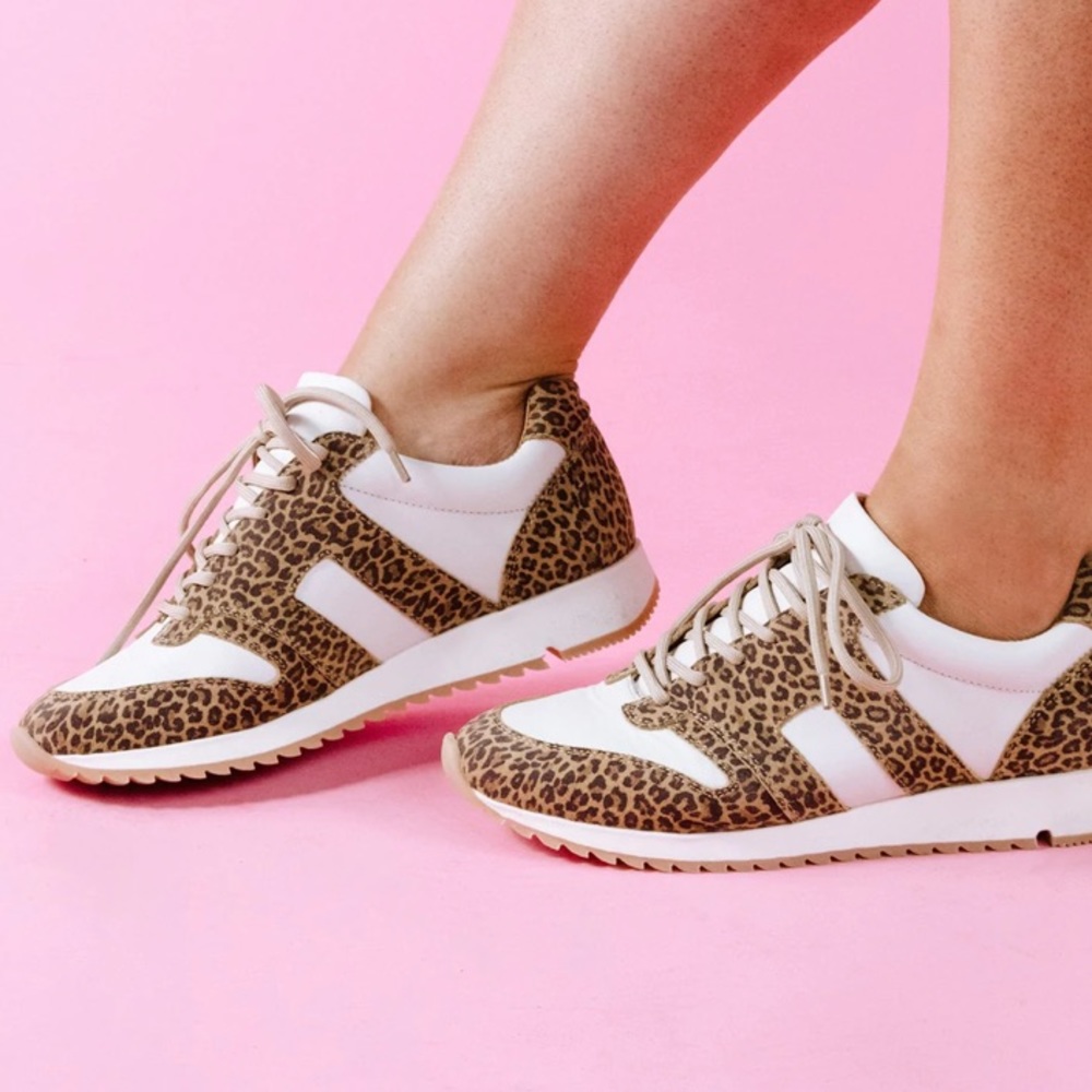 Able Annie Leather Animal Print Bone Leopard Sneakers